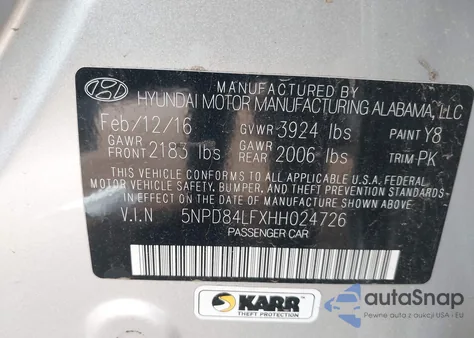 2017 Hyundai Elantra Se from USA, damaged, VIN 5NPD84LFXHH024726